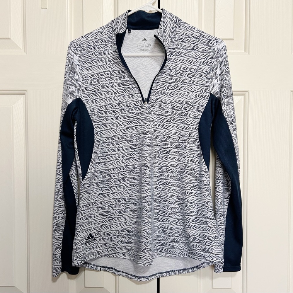adidas Woman's White & Navy Half-Zip Training Top, Small